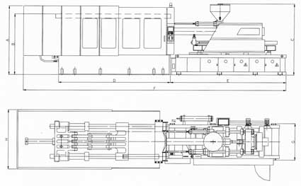 ГАБАРИТЫ термопластавтоматов серии F2, 750-2800