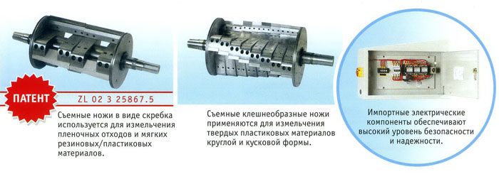 Съемные ножи для измельчителей пластмасс серии ML-SC